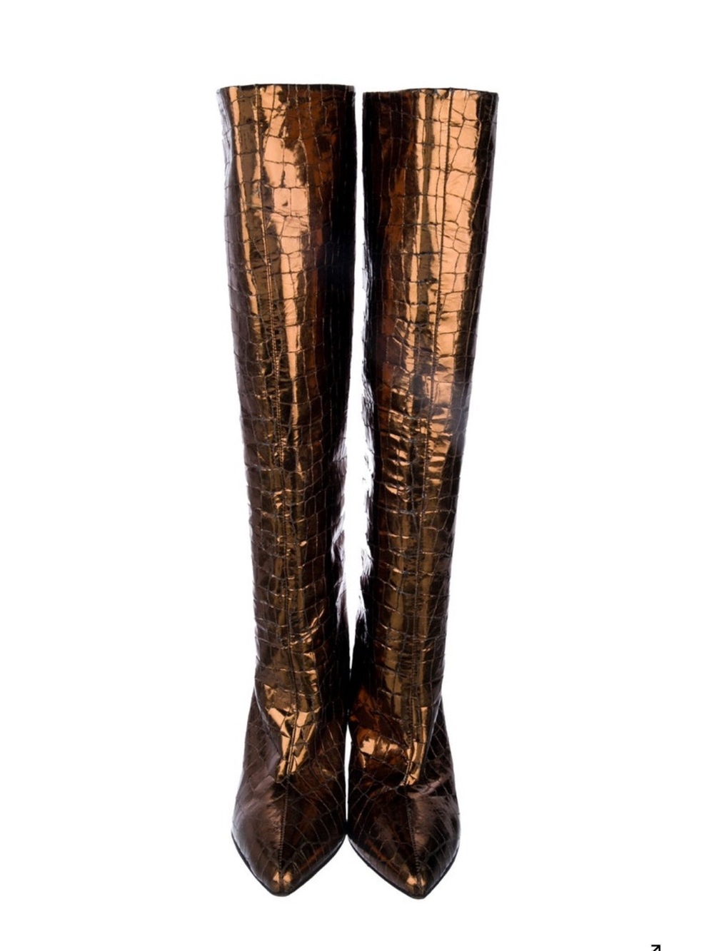 Paris Texas Metallic Bronze Croc Over-the-Knee Boots